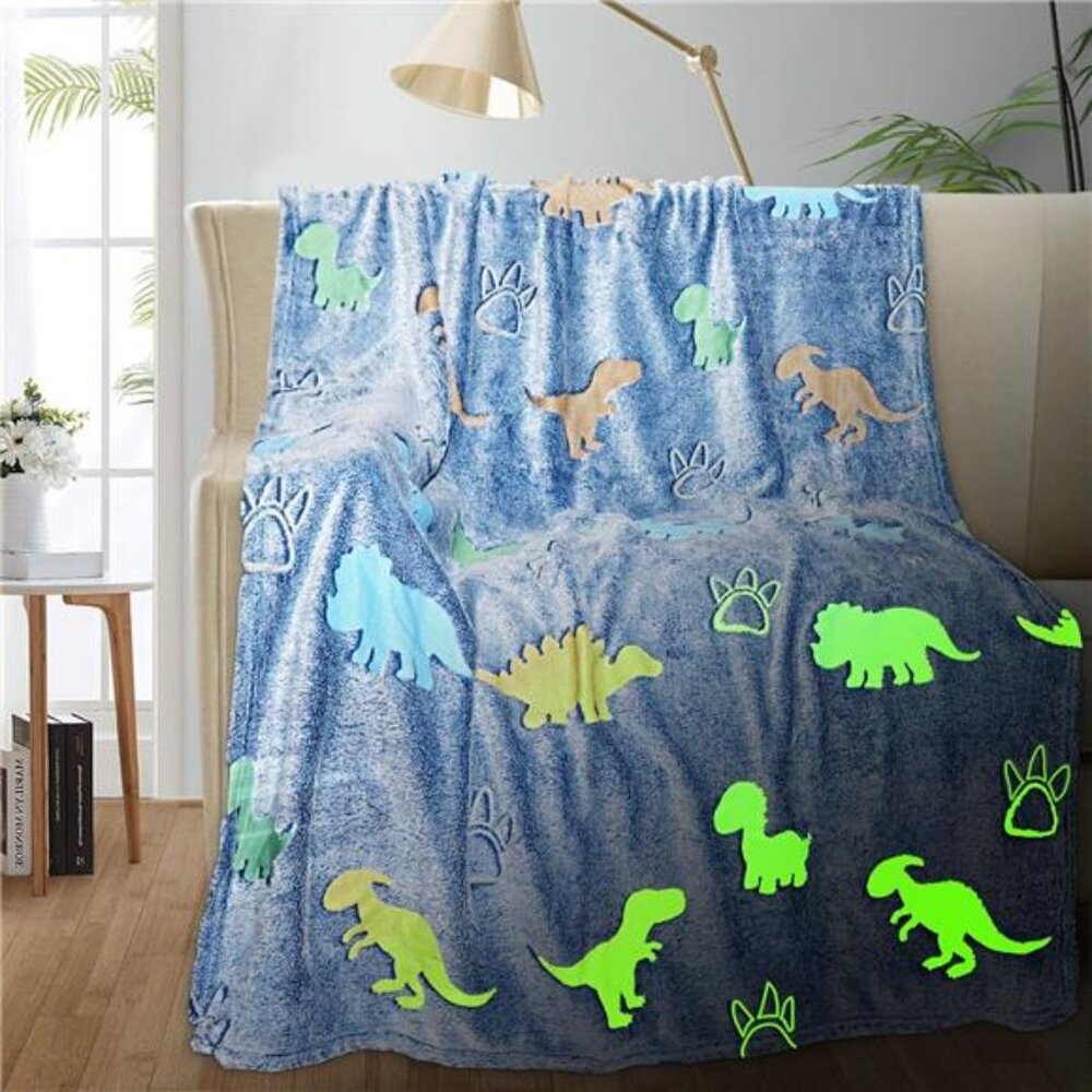 Dinosaur Blanket for Boys, Glow in The Dark Blanket for Kids, Toddler Blanket